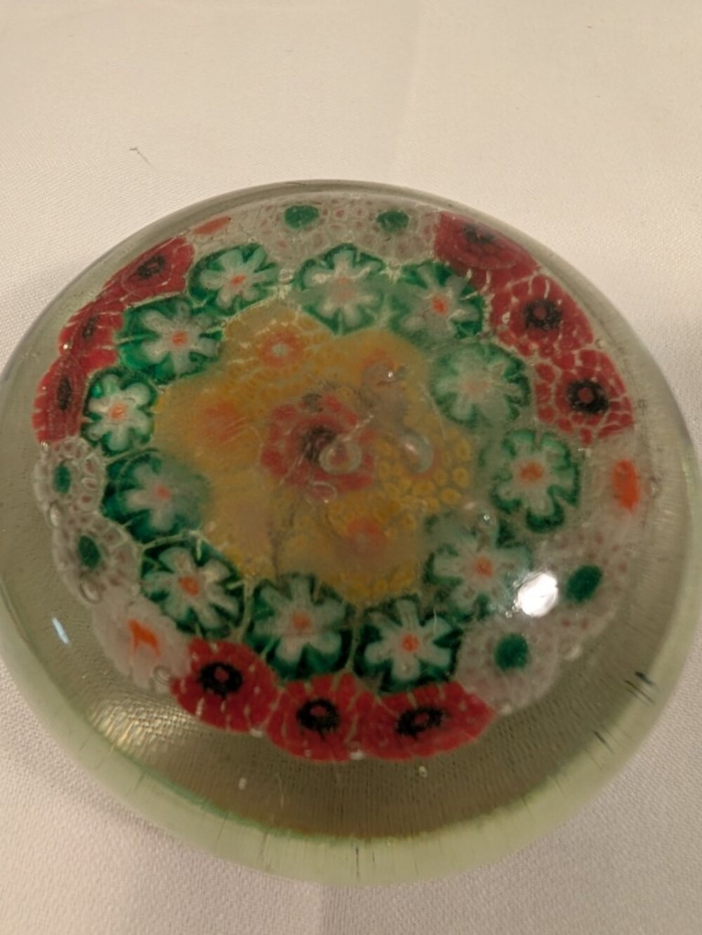 Vintage Millefiori Glass Paperweight Mid Century Murano Style Floral - Picture 7 of 8